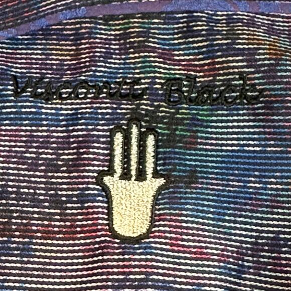 Visconti Black Shirt Mens 3XLT Metallic Purple Abstract Date Night Button Up Top - Picture 10 of 12